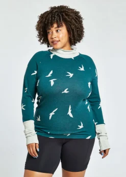 Oiselle Wazzie Wool Jacquard Mock Neck Long Sleeve